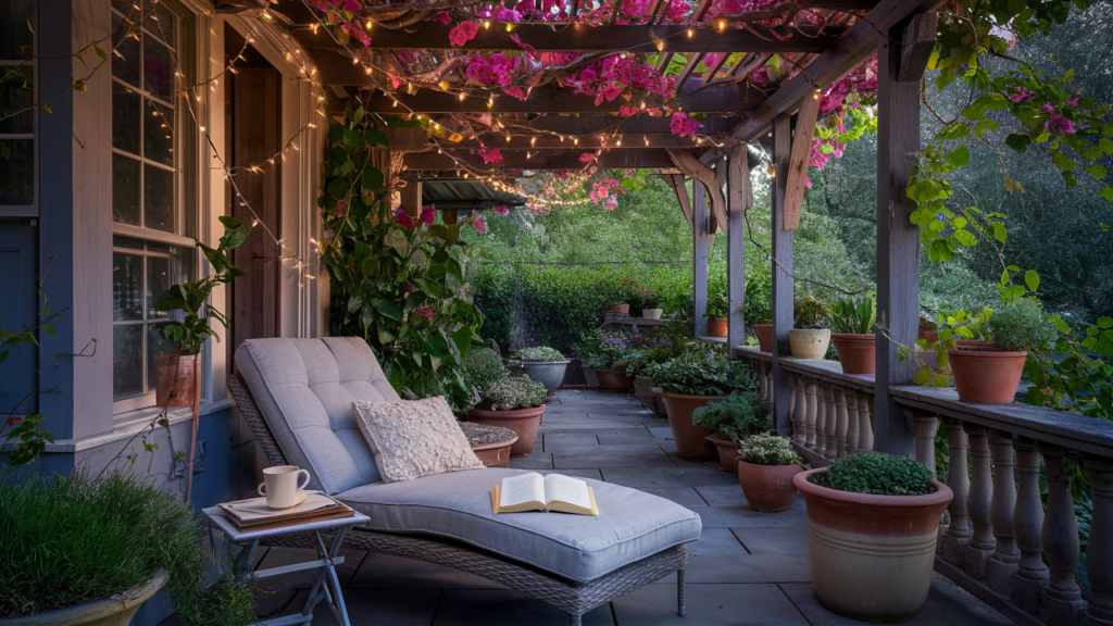 Garden or Outdoor Reading Nook with Greenery