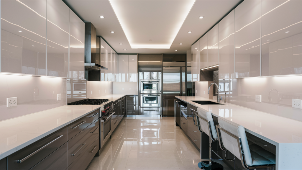 High-Gloss White Kitchen Cabinets for a Modern Look
