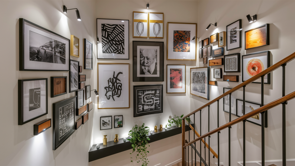 staircase landing gallery wall