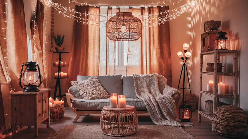 boho interior lighting