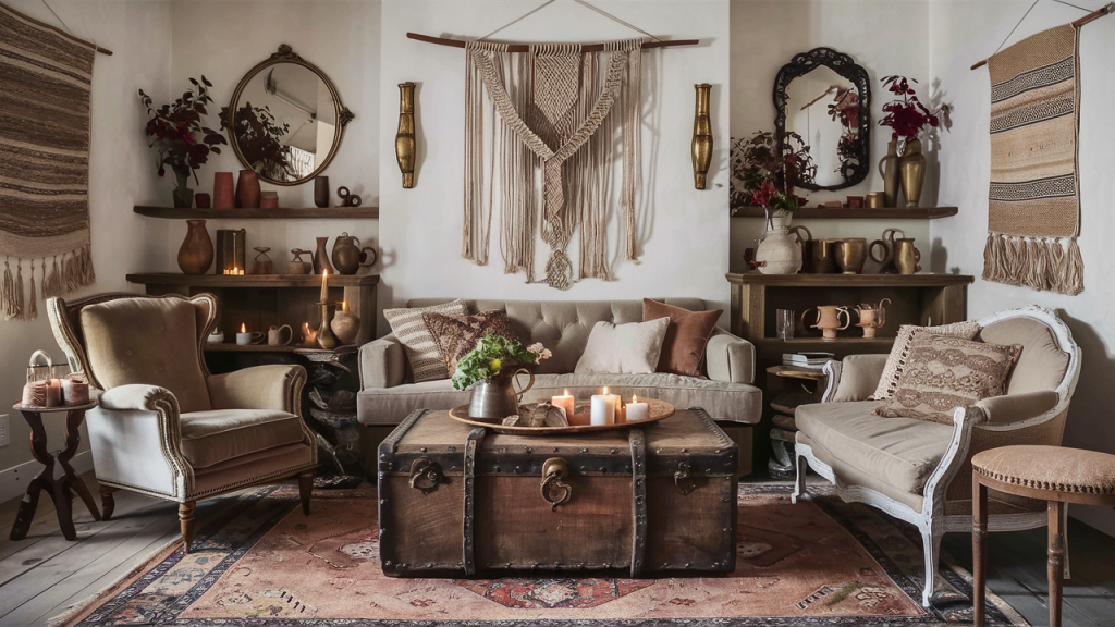 boho interior vintage and handmade decor