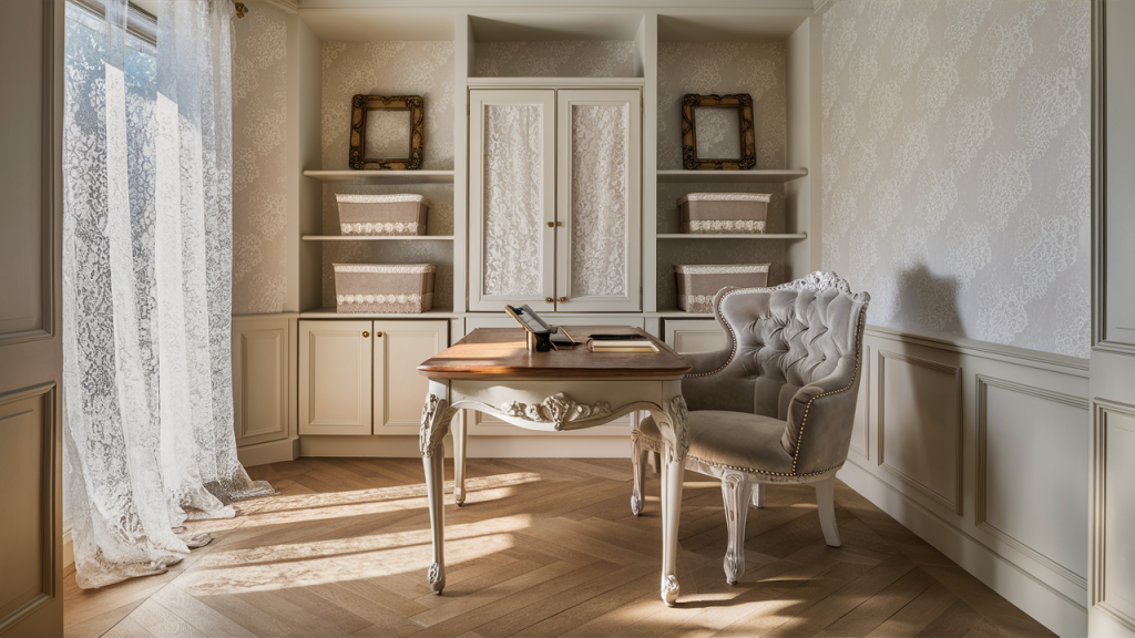 Herringbone with Delicate Lace Prints