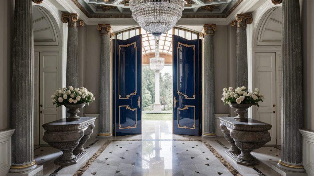 grand foyer entryway colored door