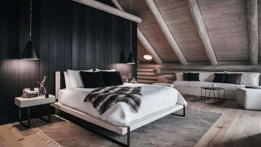 log cabin bedroom