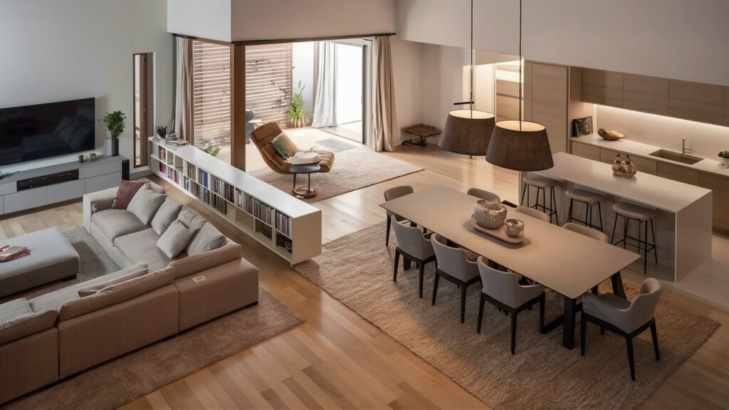 Open space with dedicated sections