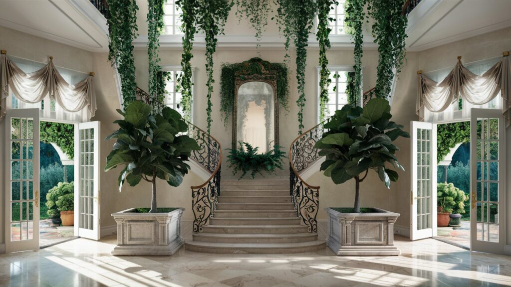 grand foyer entryway plants