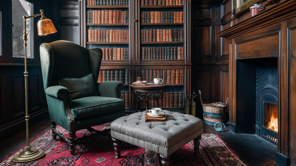 Classic English-Inspired Study with Wingback Chairs