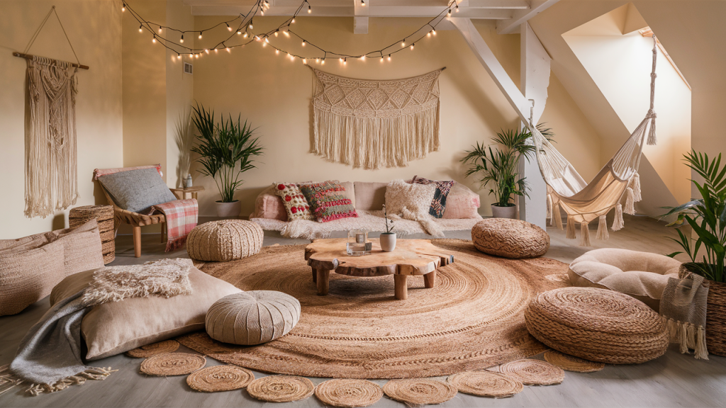 boho interior low seating