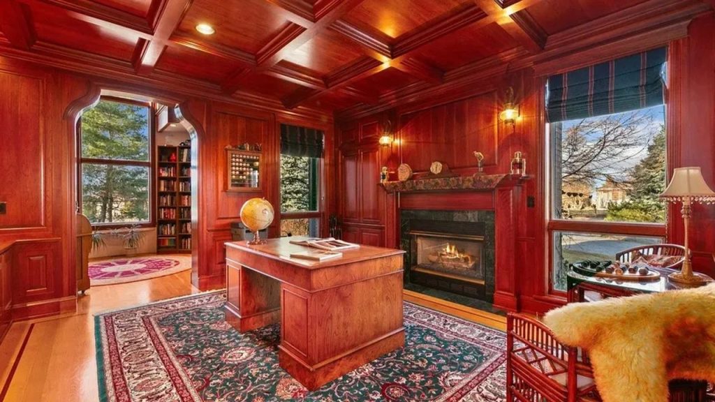 Get Inspired by This Grand 9,523 Sq-Ft Brick Manor in Fort Collins With Curved Staircase, Cherrywood Office, and Vaulted Ceilings