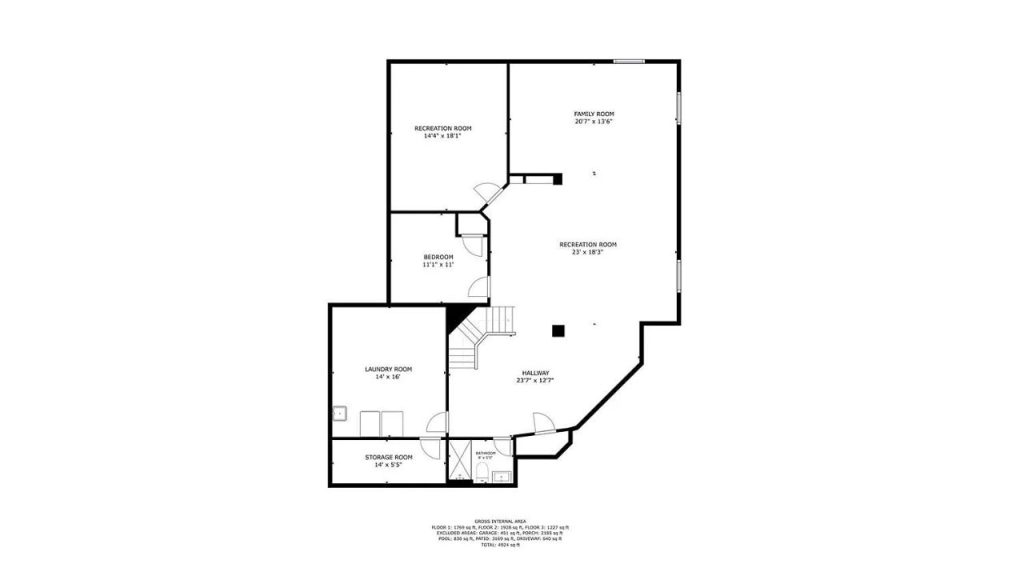 Spacious Basement with Recreation & Storage