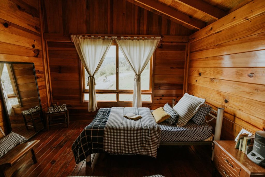 log cabin bedroom