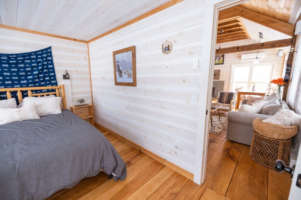 log cabin bedroom