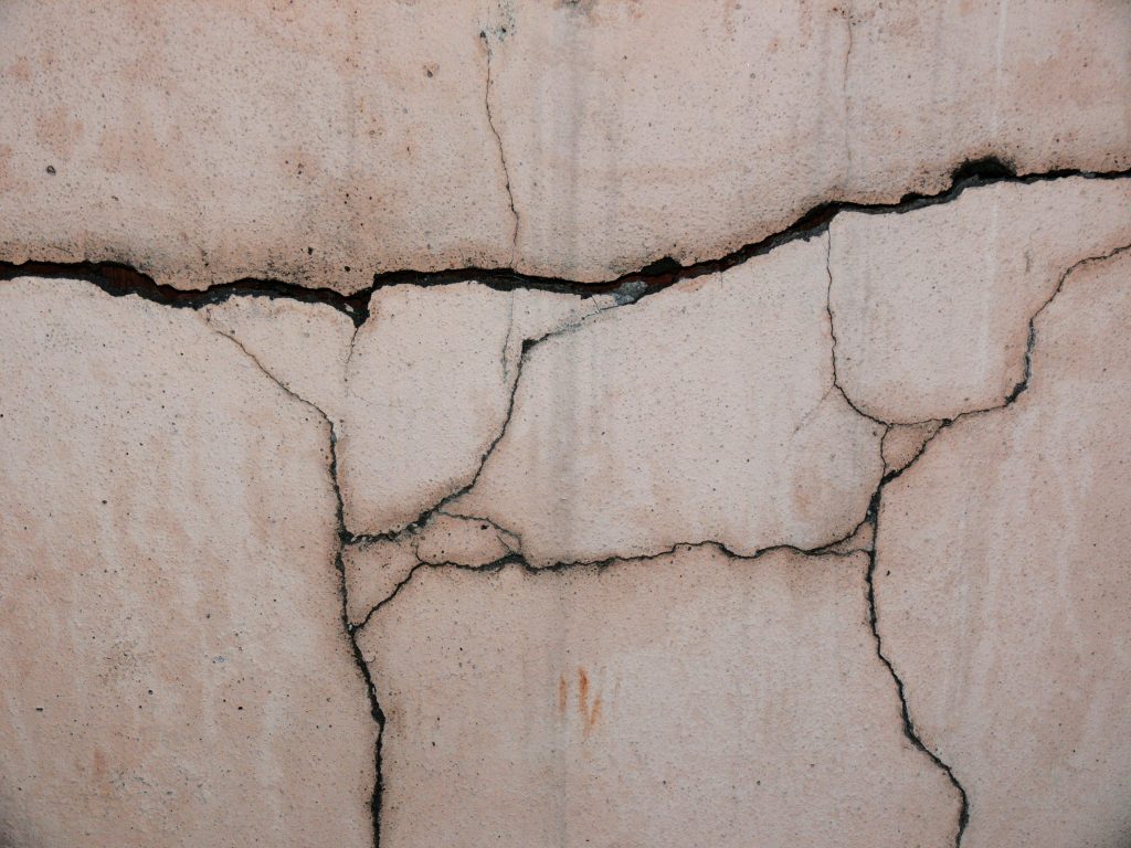 Cracks on the foundation.