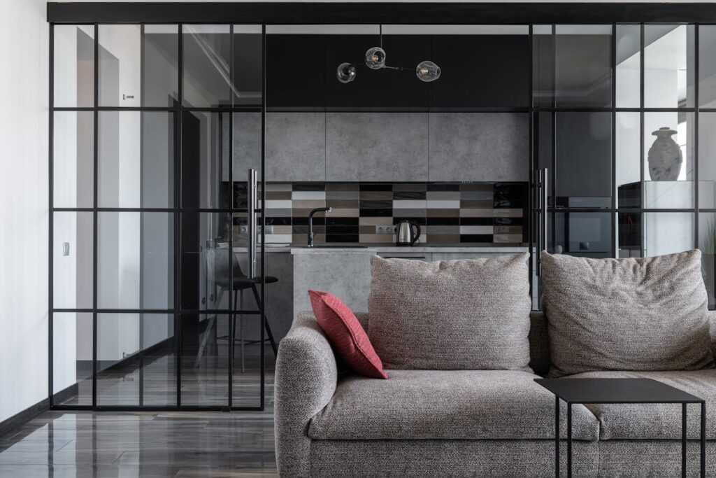 glass metal partition