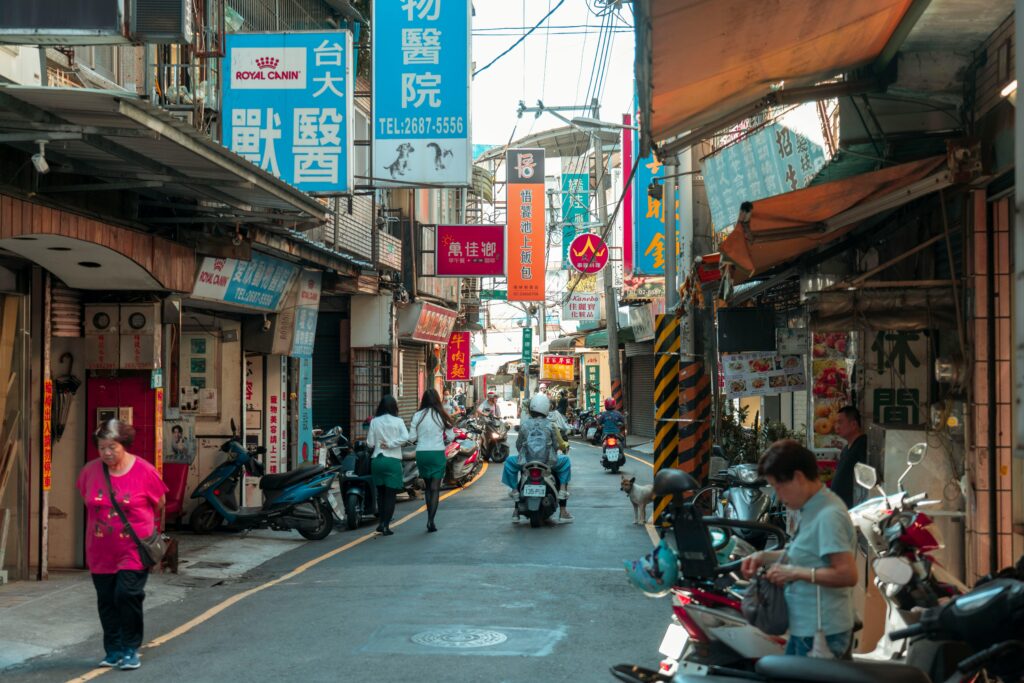A busy street in East Asia.