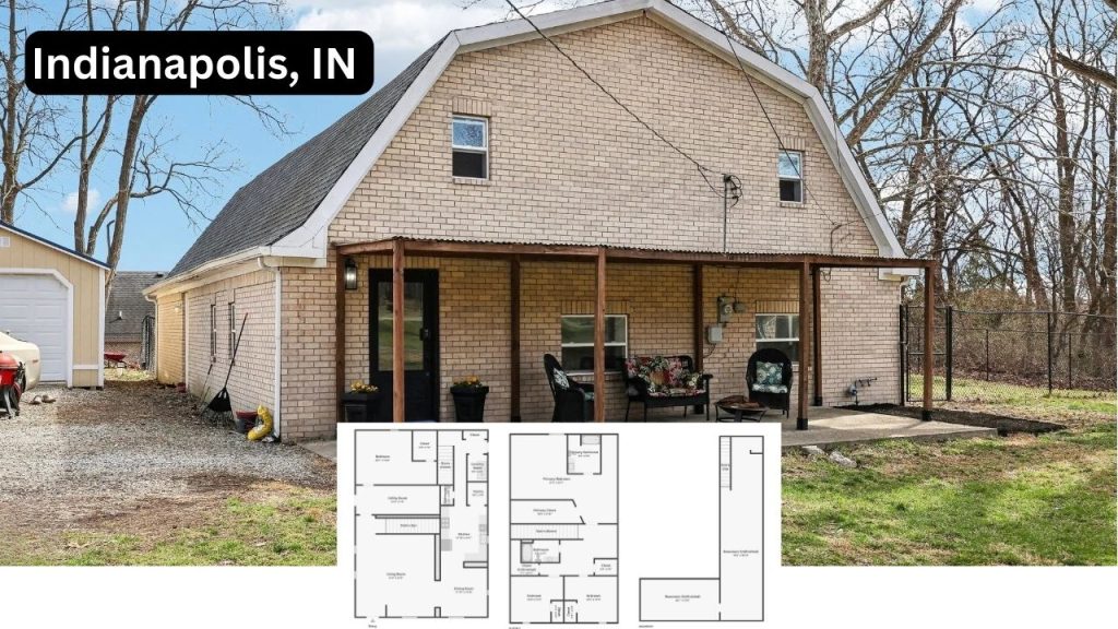  4-bedroom single-family home with covered porch in Indianapolis.