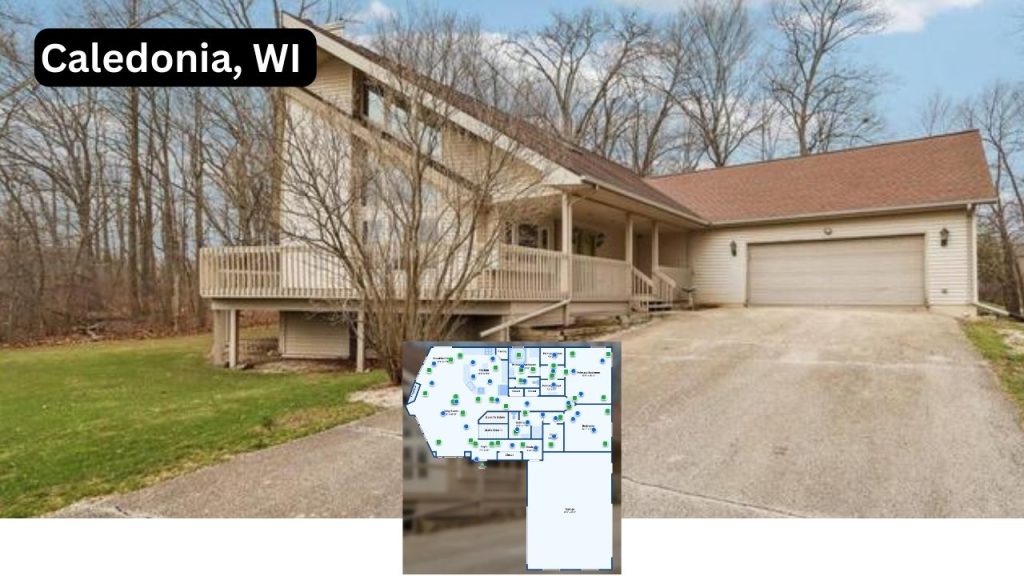 Single-family home with sloped roof and large porch in Caledonia, WI.
