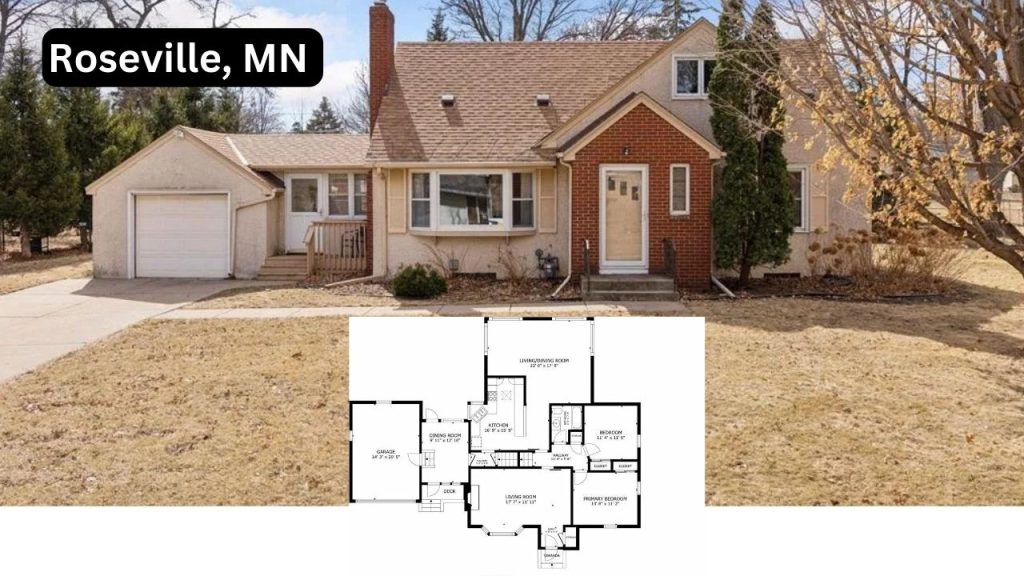 Charming four-bedroom home in Roseville, MN with a classic brick entry and a cozy, lived-in vibe.