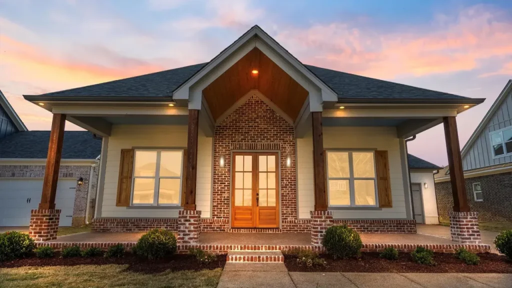 Discover a Modern Elevation Home with Gable Arch and Tongue-and-Groove Porch Ceiling in Hernando Mississippi (Floor Plan Included)