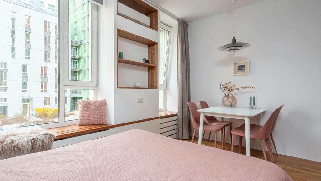 Interior of cozy bedroom at home