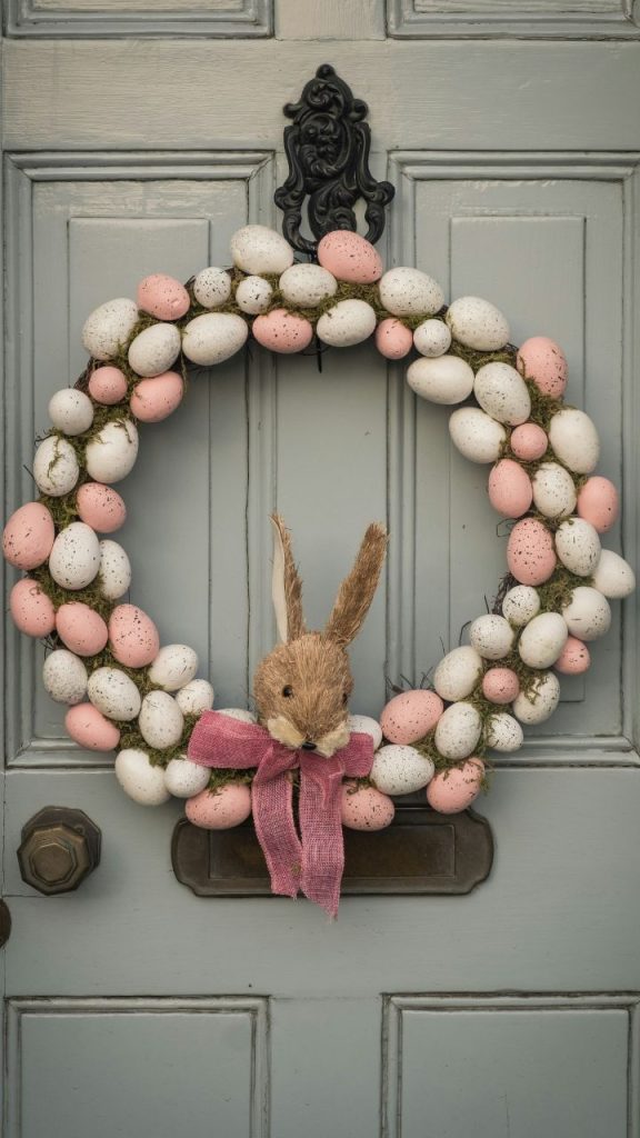 Entryway with Pastel Wreath for the Door