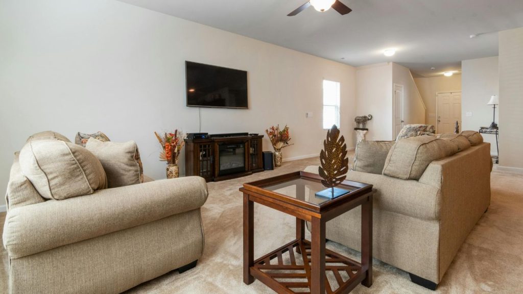 Living Room with Overstuffed Furniture Sets