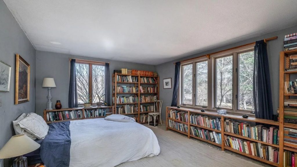 Cozy Bedroom with Built-In Library