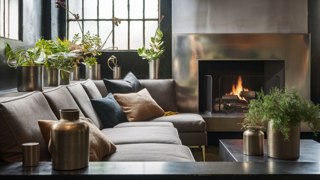 Metallic Planters and Greenery