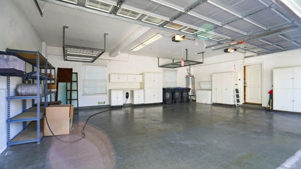 Epoxy-Floored Garage With EV Charger