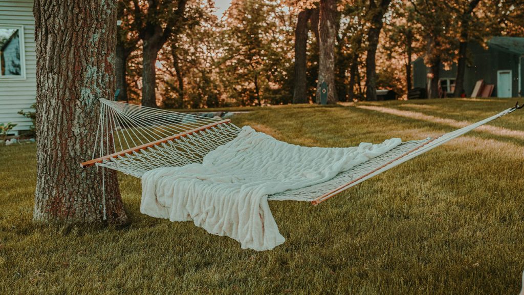white textile on hammock