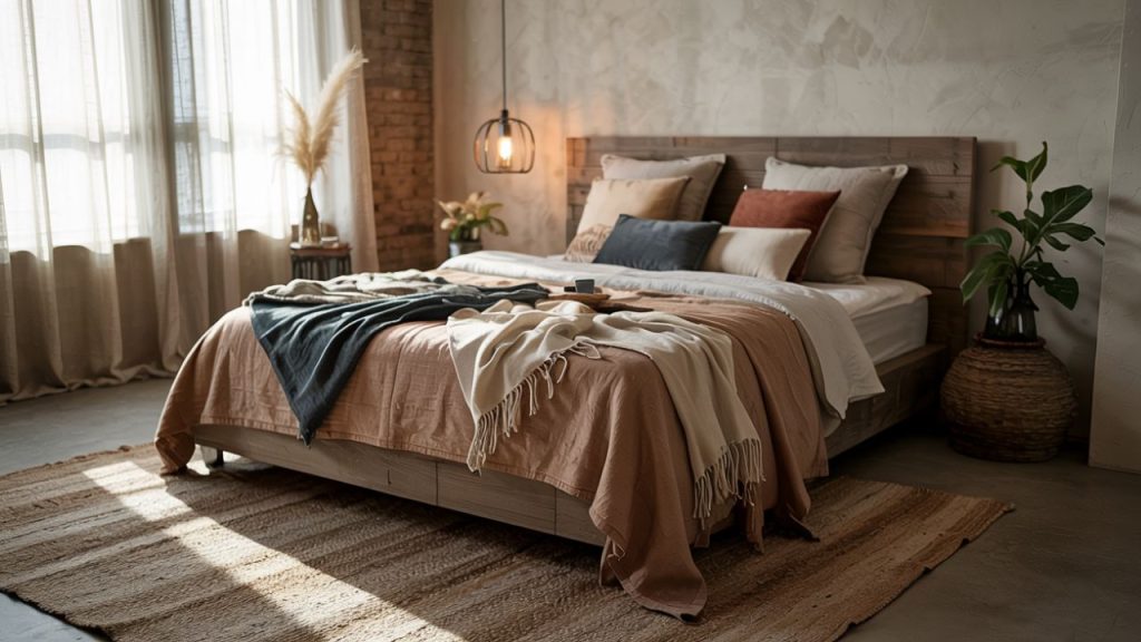 Combine Industrial Elements with Warm Textiles