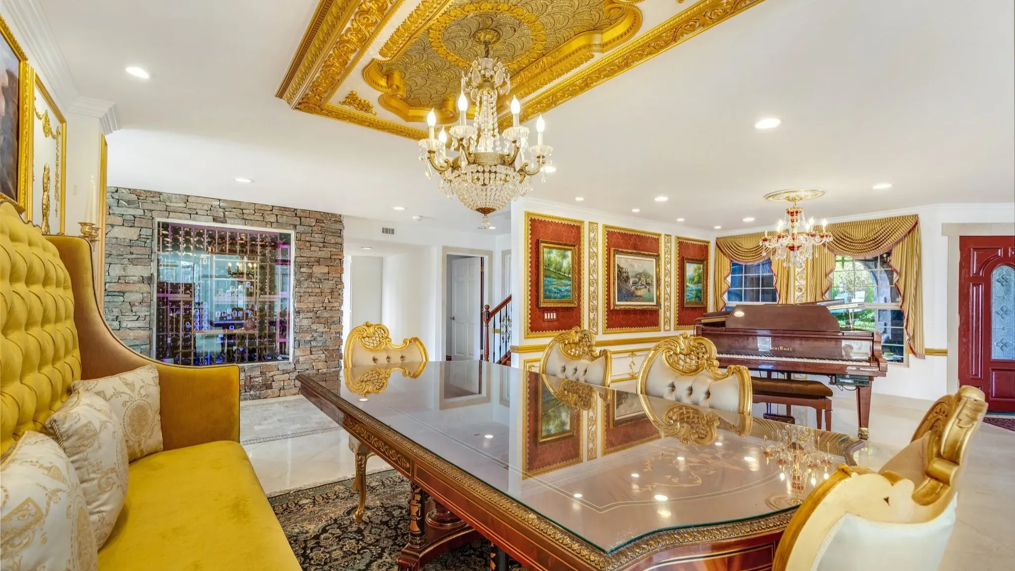 Inside This Lavish $4.4M 18th Century French Rococo Inspired Mansion in Topanga (With Floor Plan)