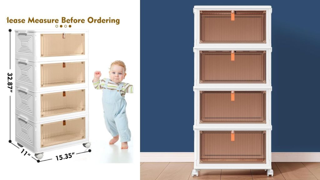 4 Tier Plastic Storage Bins and Boxes Organizer