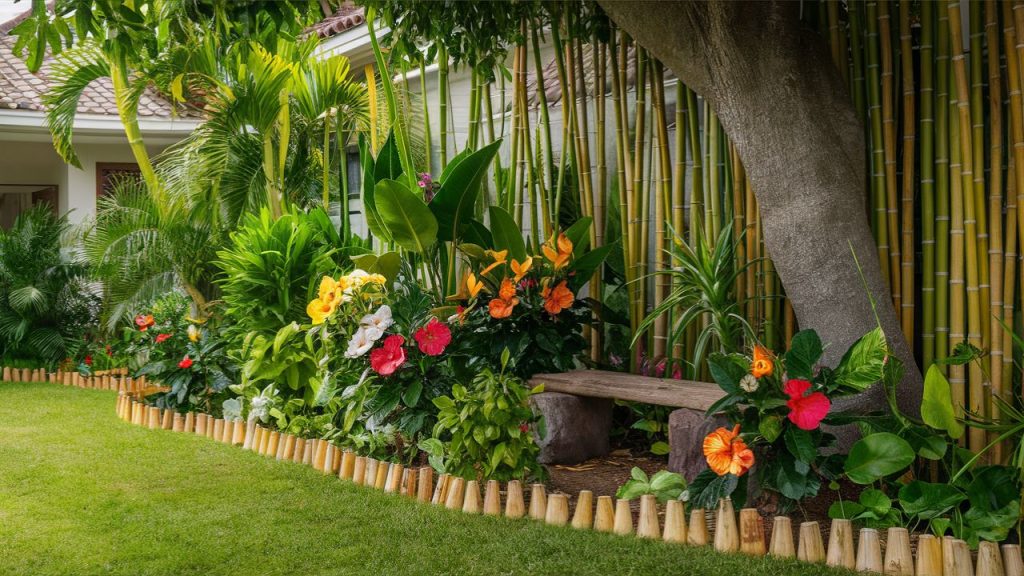 Garden with Bamboo Edging
