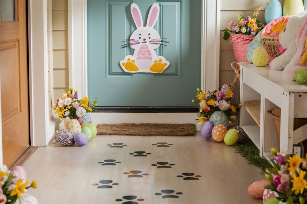 Entryway with Easter Bunny Footprints