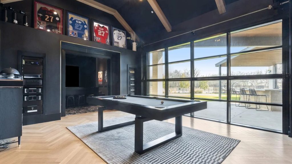 Game Room with Glass Garage Door