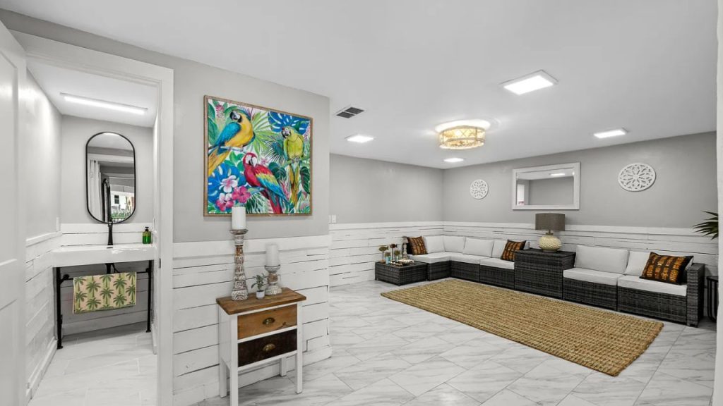 Tropical Lounge with Colorful Flair