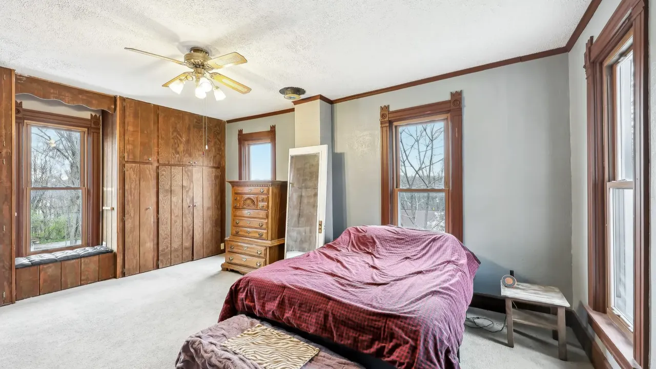 Discover This Unique 4-Bedroom Victorian Home with Wood Beamed Ceilings and Stylish New Vanities in Knightstown, IN (Floor Plan Included)