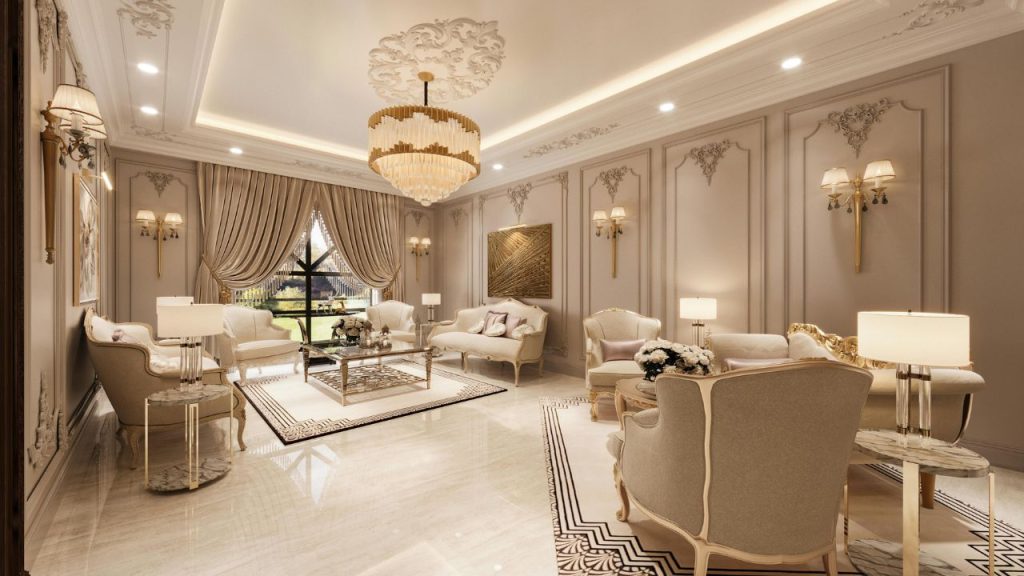 Room with Unique Lighting Fixtures