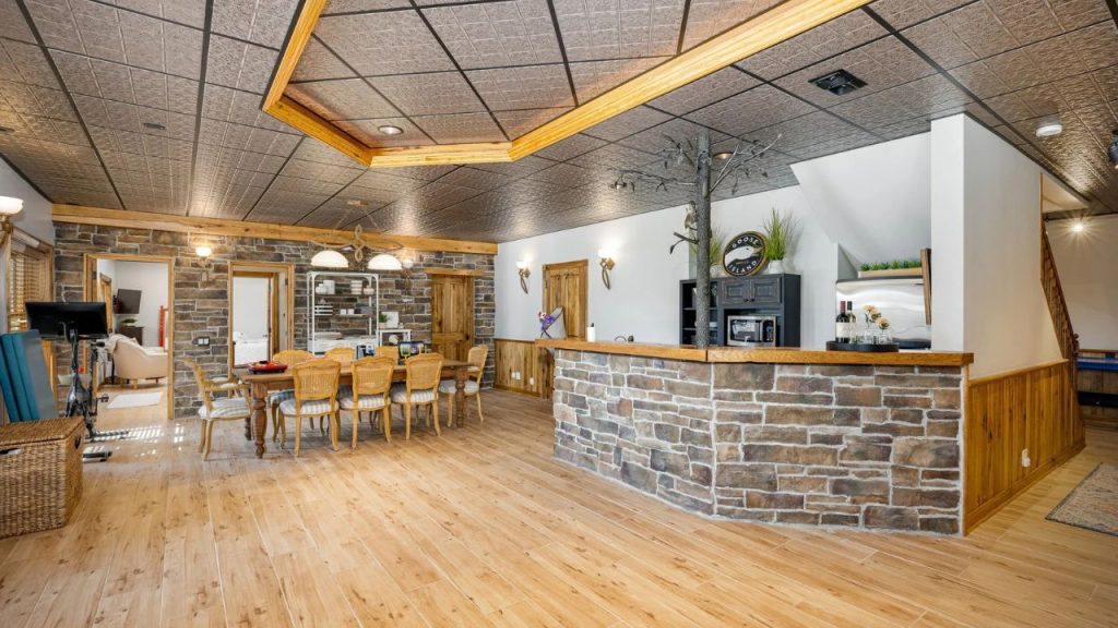Rustic Entertainer’s Dream Basement Space