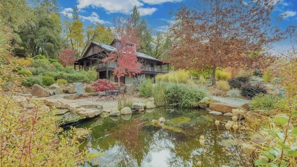 Tranquil Garden with Pond Views