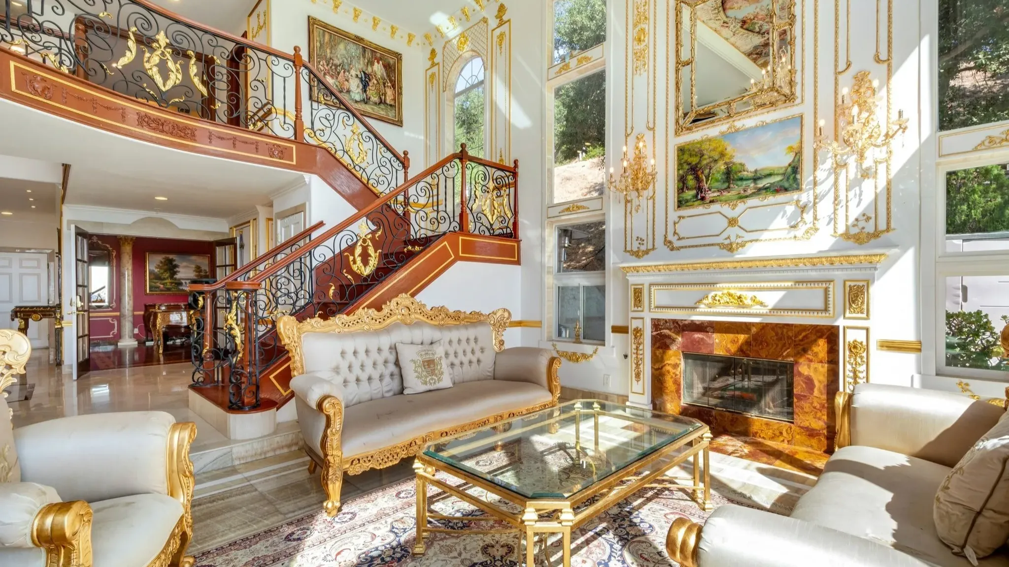 Inside This Lavish $4.4M 18th Century French Rococo Inspired Mansion in Topanga (With Floor Plan)