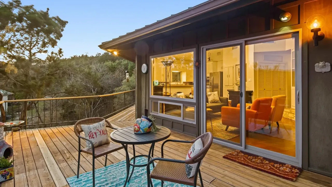 Unique Mid-Century Modern Octagon Home with Wraparound Deck and Guest Quarters in Austin (Floor Plan For Inspiration)