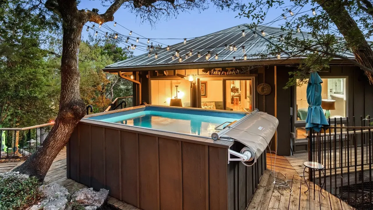 Unique Mid-Century Modern Octagon Home with Wraparound Deck and Guest Quarters in Austin (Floor Plan For Inspiration)