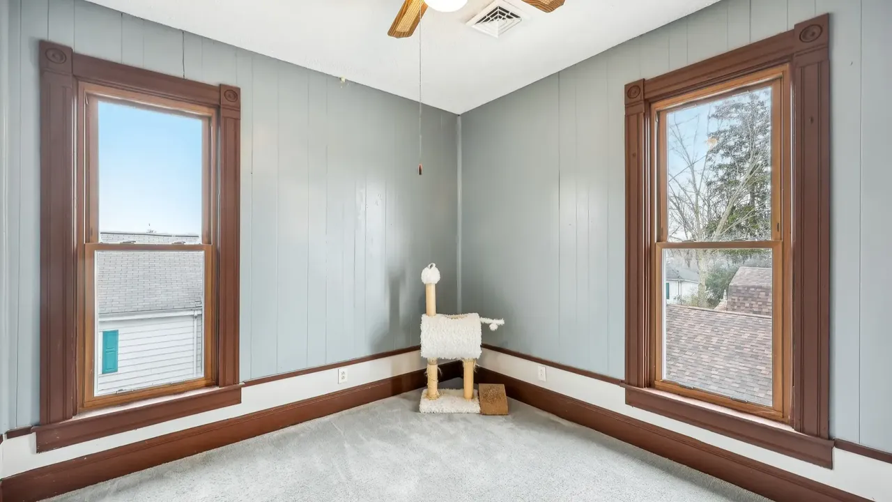 Discover This Unique 4-Bedroom Victorian Home with Wood Beamed Ceilings and Stylish New Vanities in Knightstown, IN (Floor Plan Included)