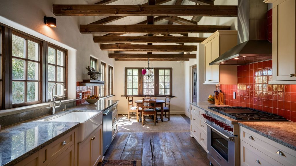 Kitchen with Exposed Wooden Beams