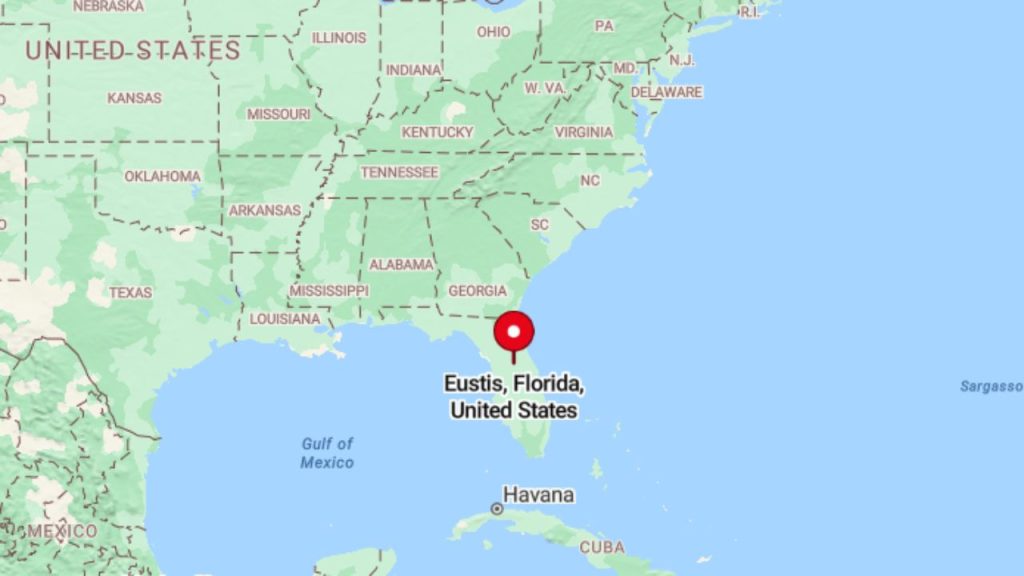 Map showing Eustis, Florida in Central U.S. region