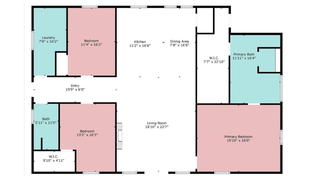 Well-structured floor plan with spacious bedrooms, open living areas, and functional spaces.