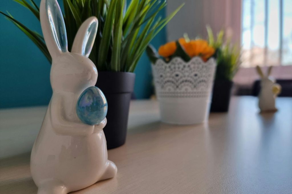 Entryway with Easter Bunny Figurines