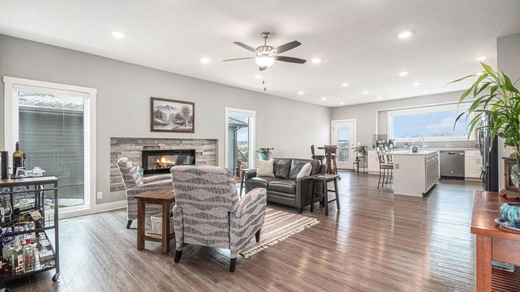 Modern Cozy Living Room with Fireplace